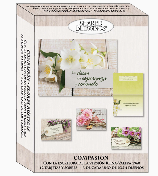 KJV Boxed Cards - Compasion, Flores Rusticas (Sympathy, Rustic Flowers SPANISH)  by Shared Blessings