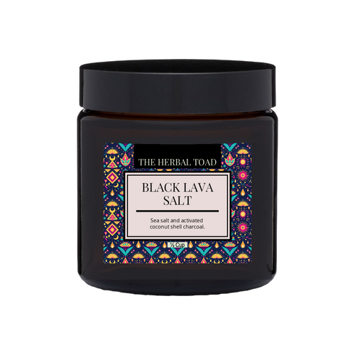 Black Lava Salt Half Cup Amber Glass Jar