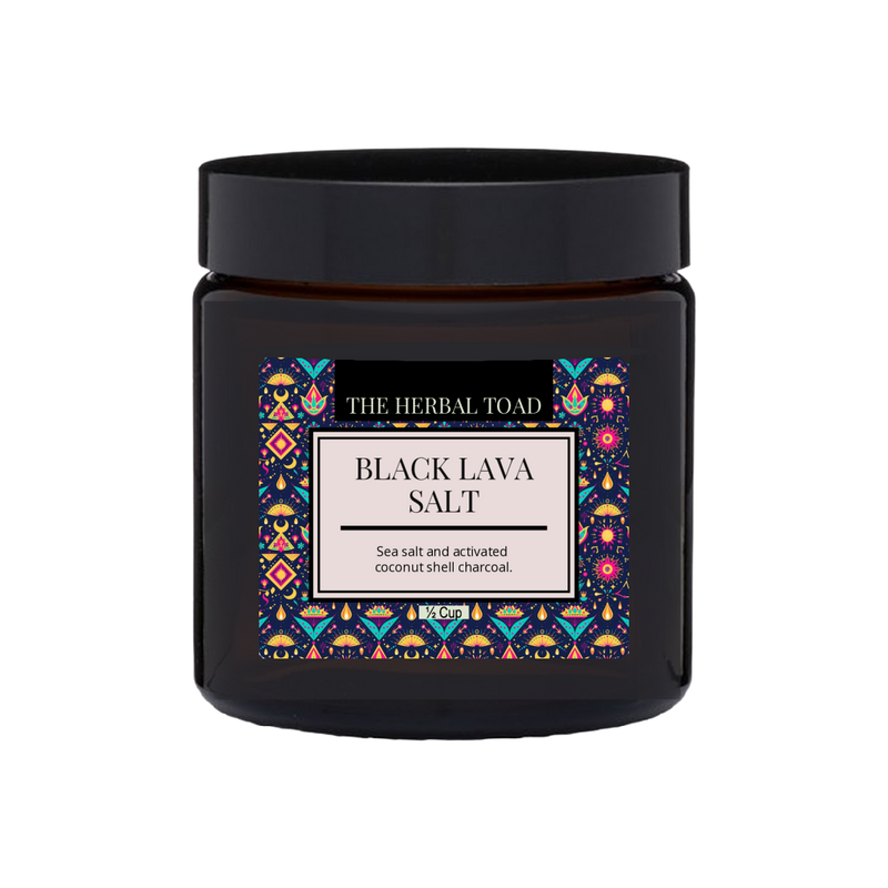 Black Lava Salt Half Cup Amber Glass Jar