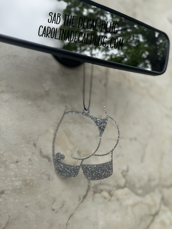 Booty with Heart Car Charm (Silver Diamond)