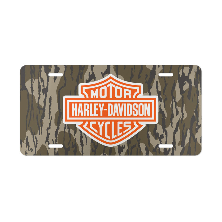Harley Davidson Bark Camo License Plate (Orange)