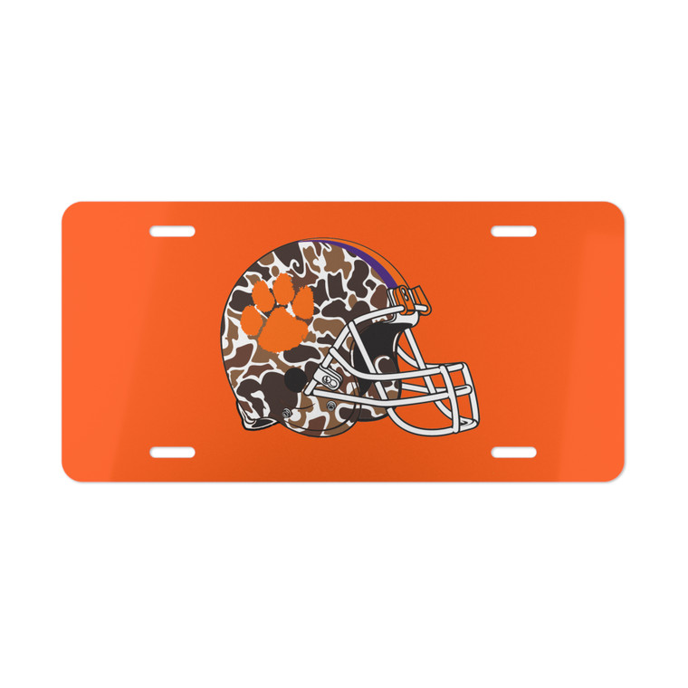Clemson Camo Football Helmet License Plate