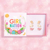Girl Nation Sea Sweeties Triple Earring Set in Pink Jewelry Gift Box