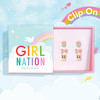 Girl Nation Fancy in France Triple Earring Set of Frenchie, Macaron and Pink Bow Clip On Earrings