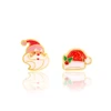 Santa Claus and glittery Santa hat Mix & Match Stud Earrings with gold-tone outlines on white background