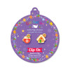 Hot Cocoa and Gingerbread House Mix & Match Clip-On Earrings displayed on purple Girl Nation Christmas ornament card