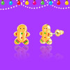 Front and side views of Girl Nation gingerbread man stud earrings showing detailed hand-painted enamel, surgical steel post and earring back.