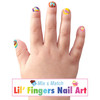 Sweet Shop peel-and-stick nail decals on kids fingernails