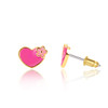 heart and flower enamel stud earring front and side view showing hypoallergenic stainless steel post