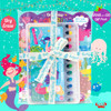 Mermaid dry erase coloring book with reusable stickers and 12 metallic gel crayons