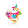 Unicorn Stardust adjustable ring for girls with gold-tone band