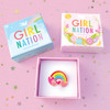 Girl Nation Rainbow Love ring with colorful jewelry gift box