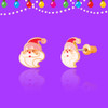 Front and side views of Santa Claus stud earrings showing enamel details and earring post