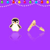 Girl Nation penguin stud earring showing hand-painted enamel front and surgical steel post