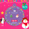 Girl Nation Merry & Bright Mix & Match Clip-On Earrings with Santa and Christmas tree on holiday ornament card