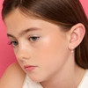 Little Luxe Heart stud on Girl side view