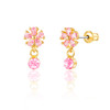 Pink Flower Drop Earrings