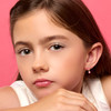 Pink Flower Drop Earrings on Girl