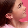 Pink Chic Bow Earrings on Girl