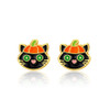 Black Cat with Pumpkin Stud Earrings
