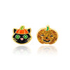Black Cat and Pumpkin Stud Earrings