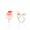 Girl Nation Santa Claus clip-on earrings showing hand-painted enamel details and transparent silicone clip