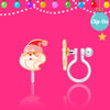 Girl Nation Santa clip-on earring with front and side views for non-pierced ears