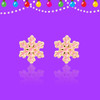 Pair of Girl Nation pink snowflake stud earrings with delicate hand-painted enamel details and shiny gold-tone outlines