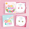 Earrings arrive in an adorable Girl Nation Jewelry Gift Box.