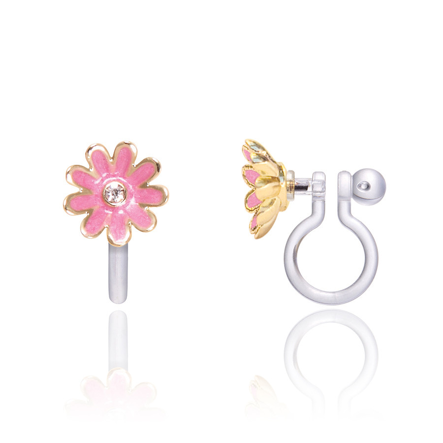Pink Daisy Cutie Clip On Earrings