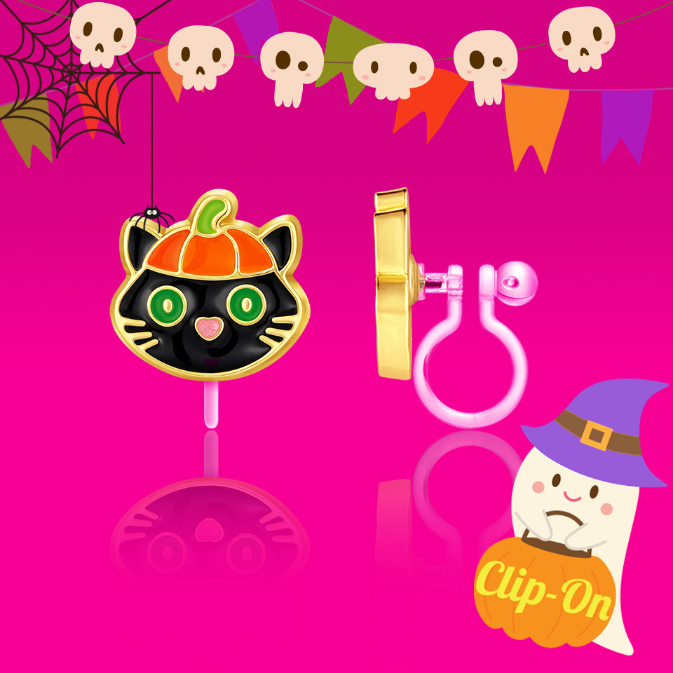 Halloween Purr-fectly Spooky Clip On Earrings - Main Image