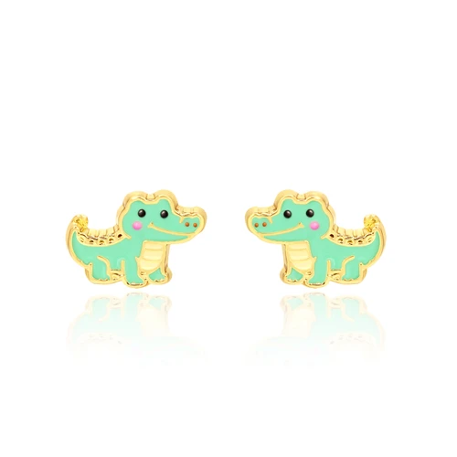 Girl Nation Green Crocodile Stud Earrings