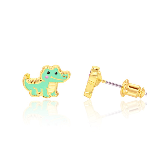 Girl Nation Crocodile Stud Earrings with side view