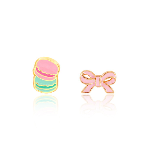 Girl Nation Macaron and Pretty Pink Bow Perfect Pair Earrings