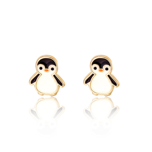 Black and White Penguin Stud Earrings for Girls