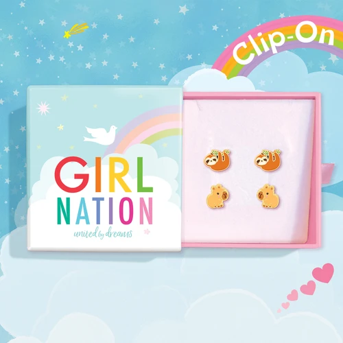Girl Nation Capybara & Slot Clip On Earring Gift Set.