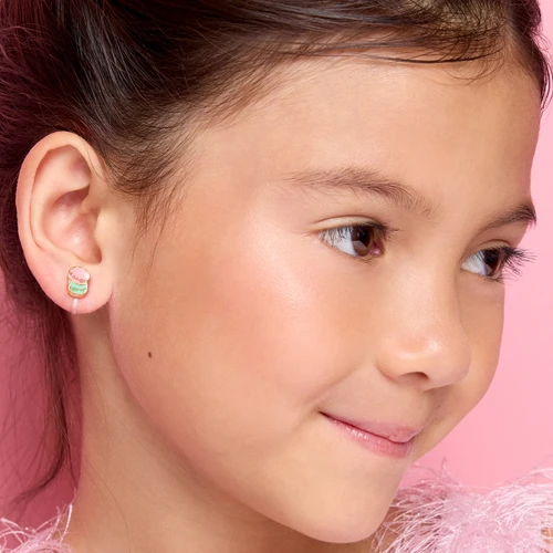 Girl Nation Macaron Clip On Earrings on Child Model