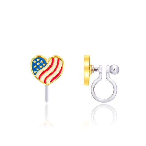 Girl Nation Heart of the USA Clip On Earrings for Girls