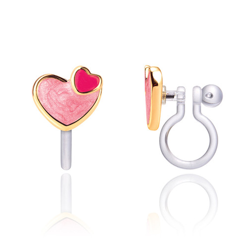 Pink Heart Clip On Earrings for Girls