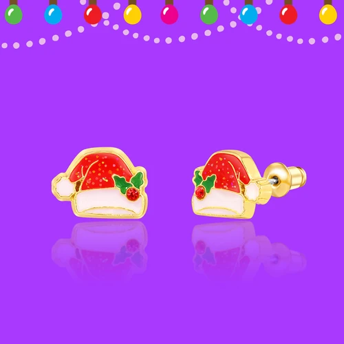 Merry Santa Hat Stud Earrings