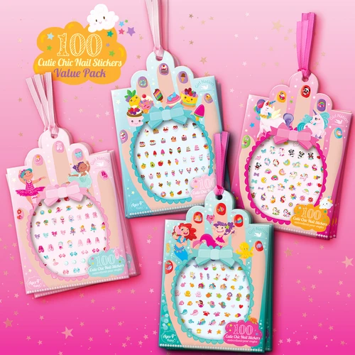 Girl Nation Cutie Chic Nail Stickers Variety 4-Pack with 400+ kids nail stickers