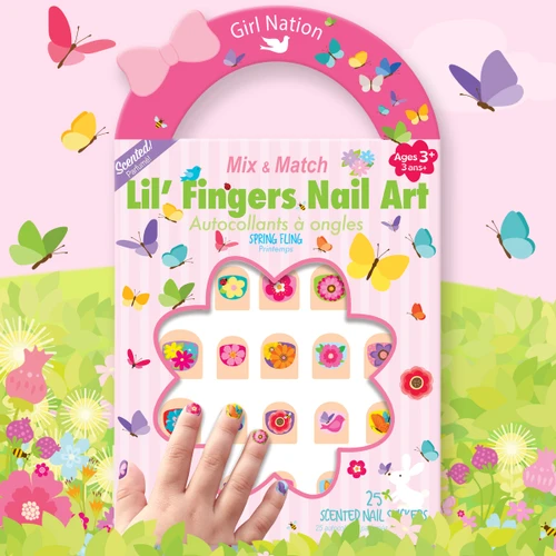 Girl Nation Lil' Fingers Nail Art Spring Fling scented nail stickers with flowers and butterflies