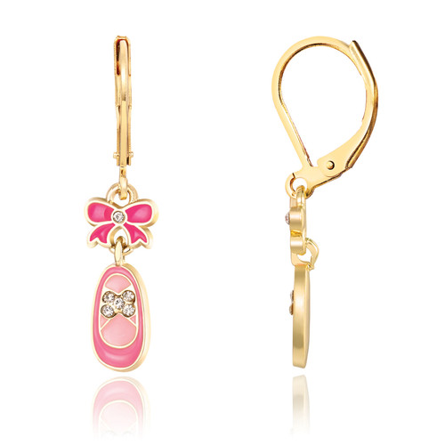 Crystal Ballet Shoe Leverback Earrings Crystal Ballet Shoe Leverback Earrings