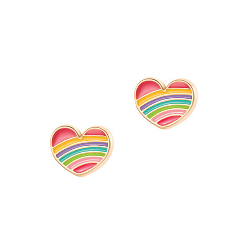 Rainbow Heart Cutie Enamel Stud Earrings by Girl Nation