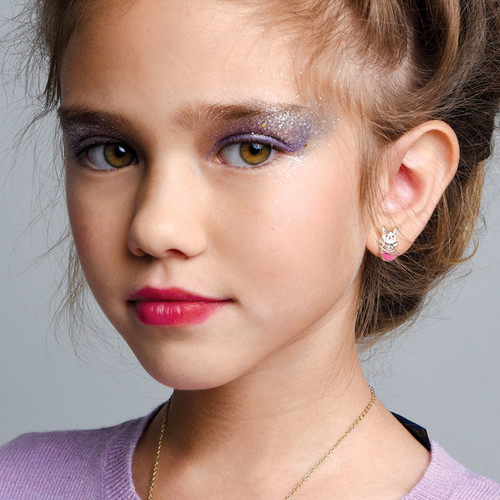 Bunny Mermaid Cutie Clip-on Earrings on girl Bunny Mermaid Cutie Clip-on Earrings on girl