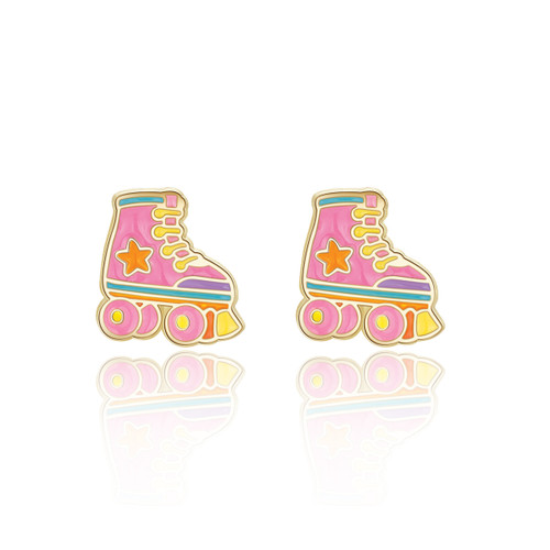 Girl Nation Roller Skates Stud Earrings front view Girl Nation Roller Skates Stud Earrings front view