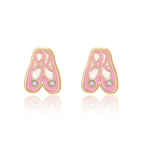 Girl Nation Ballet Slippers Stud Earrings front view Girl Nation Ballet Slippers Stud Earrings front view