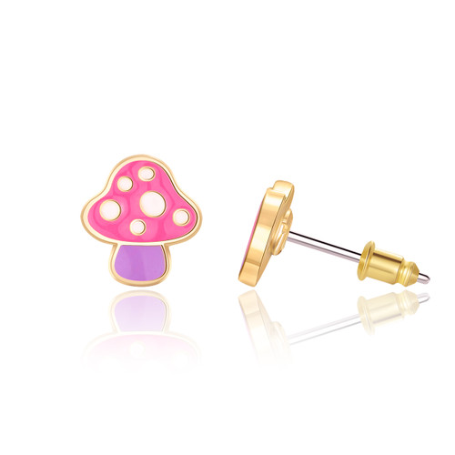 Girl Nation Mini Mushroom Stud Earrings side view