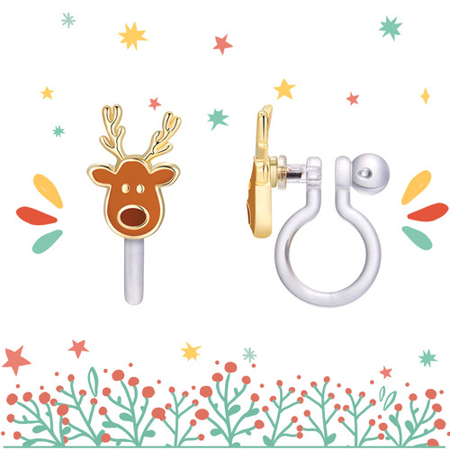 Santa's Reindeer Clip On Earrings