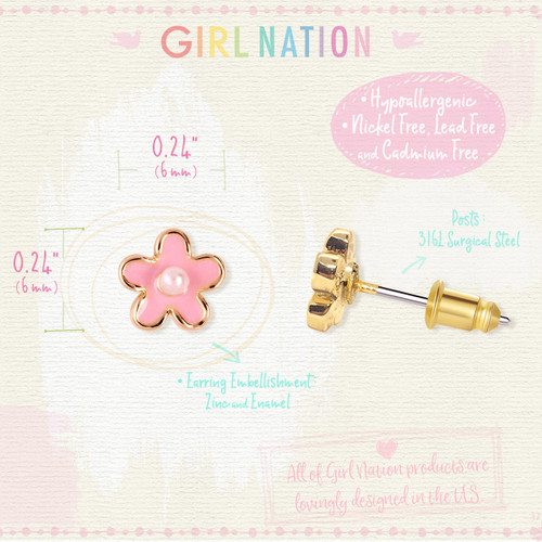 Size of Pink Fancy Flower Earrings Size of Pink Fancy Flower Earrings